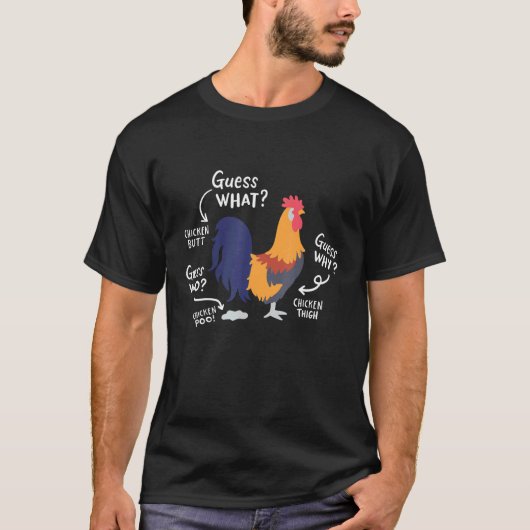 面白いニワトリのジョーク 推測する なぜ農場 Tシャツ (正面)