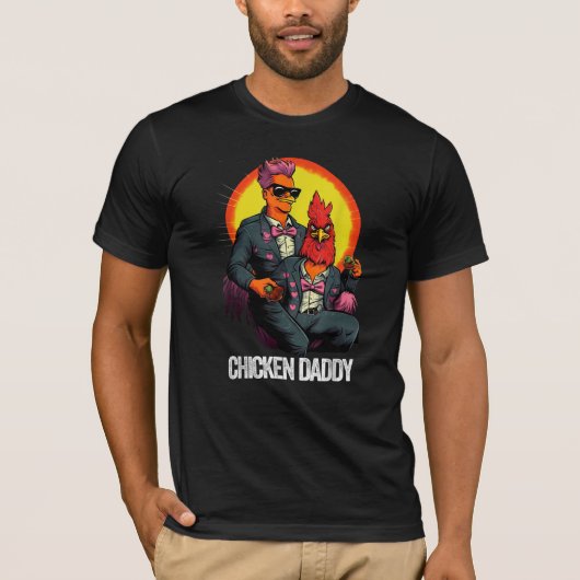 面白いニワトリのパパTシャツ Tシャツ (正面)
