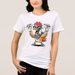 面白いニワトリのマスコットTシャツ - ボールドポップアートのキャラクター トライブレンドTシャツ