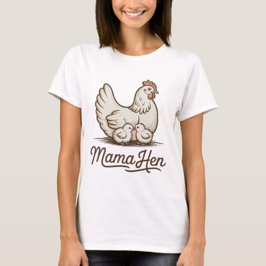 面白いニワトリのママTシャツ 女性 母の日 Tシャツ (正面)