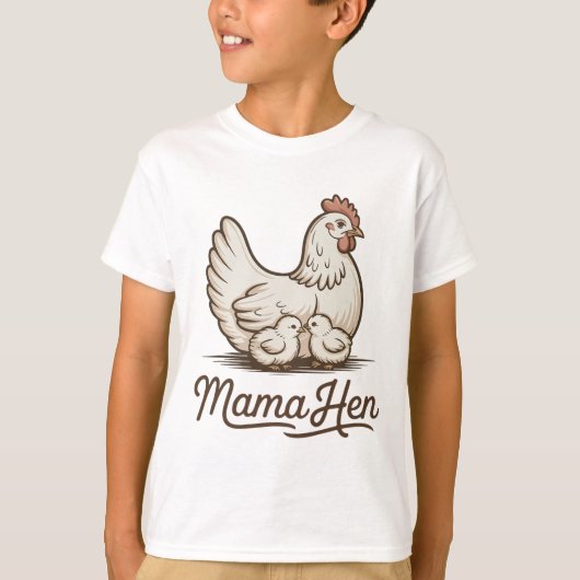 面白いニワトリのママTシャツ 女性 母の日 Tシャツ (正面)