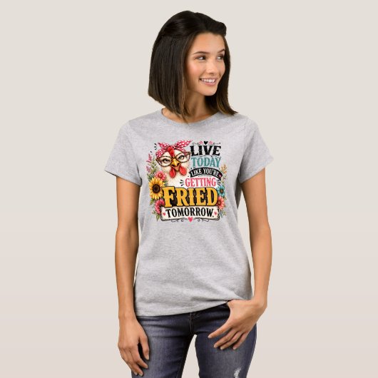 面白いニワトリの引用 Tシャツ (正面フル)