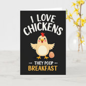 面白いニワトリの朝食カード カード (黄色い花)