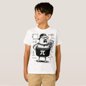 面白いニワトリの鍋を持つ電卓数学教師 Tシャツ (正面フル)