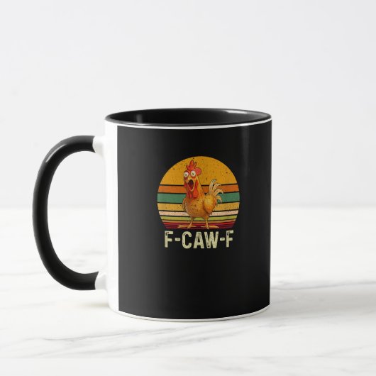 面白いニワトリのTシャツ F-Caw-F Chicken Vinta マグカップ (左)