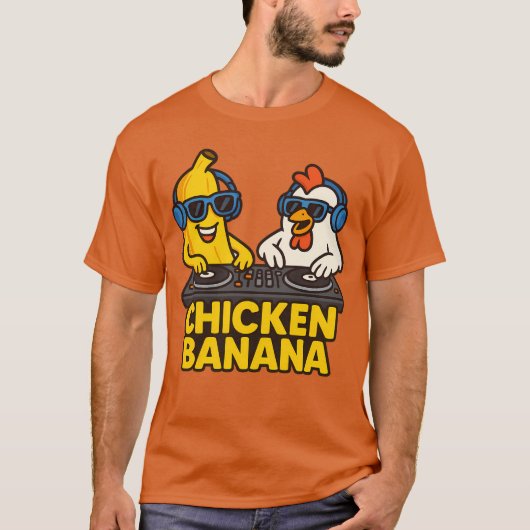 面白いニワトリバナナ Tシャツ (正面)