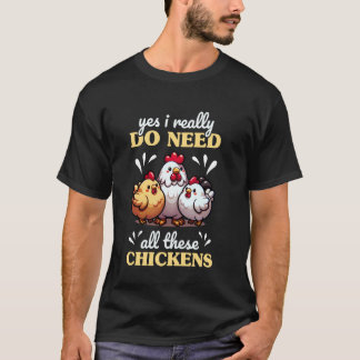 面白いニワトリレディただひたすらニワトリプリント Tシャツ