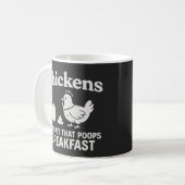 面白いニワトリ農場のサイン - 朝食を吐くペット コーヒーマグカップ (正面左)