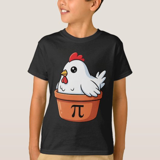 面白いニワトリ鍋パイの日パイ数学好き教師 Tシャツ (正面)