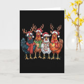 面白いニワトリ クリスマスライト 農場の動物 かわいい Xmas カード (黄色い花)