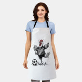 面白いニワトリ サッカー ビンテージ 彫刻 Tシャツ_1 エプロン (着用した状態)