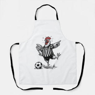 面白いニワトリ サッカー ビンテージ 彫刻 Tシャツ_1 エプロン