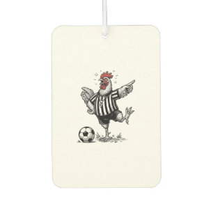面白いニワトリ サッカー ビンテージ 彫刻 Tシャツ_1 カーエアーフレッシュナー