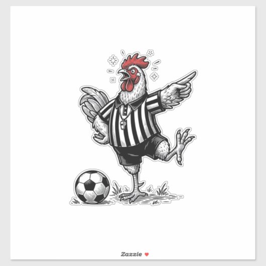 面白いニワトリ サッカー ビンテージ 彫刻 Tシャツ_1 シール (シート)