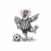 面白いニワトリ サッカー ビンテージ 彫刻 Tシャツ_1 シール (正面)