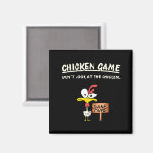 面白いニワトリ チキンゲーム 鶏を見ないで マグネット (正面/裏面)