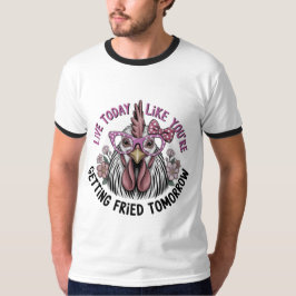 面白いニワトリ メガネ 名言 やる気が出る Tシャツ