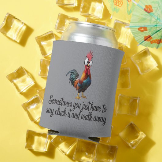 面白いニワトリ 時にはただ「コケッ」と言って立ち去るしかない 缶クーラー (インサイチュ 夏)