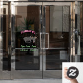 面白いヌー+ランニング+漫画イラスト ウィンドウサイン (オフィスドア)