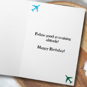 面白いネコのパイロットと飛行機、クールな航空の誕生日 カード