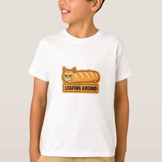面白いネコのパン ブレッド Tシャツ (正面)