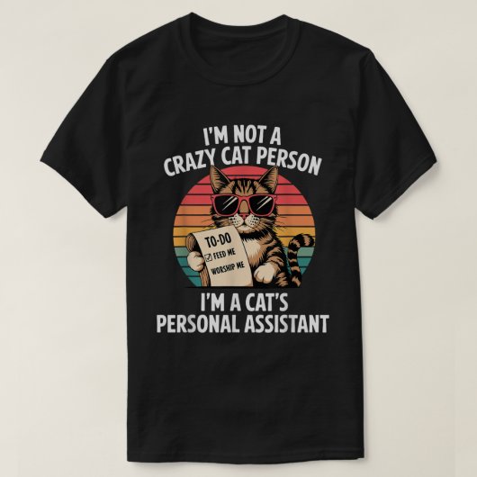 面白いネコのパーソナルアシスタントレトロTシャツ Tシャツ (デザイン正面)
