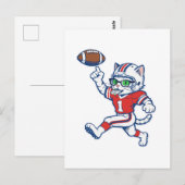 面白いネコのフットボール選手 ポストカード (正面/裏面)