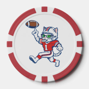 面白いネコのフットボール選手 ポーカーチップ