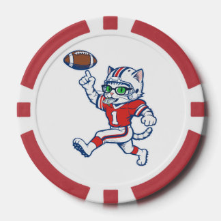 面白いネコのフットボール選手 ポーカーチップ