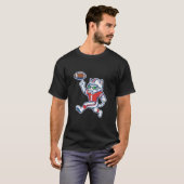 面白いネコのフットボール選手 Tシャツ (正面フル)