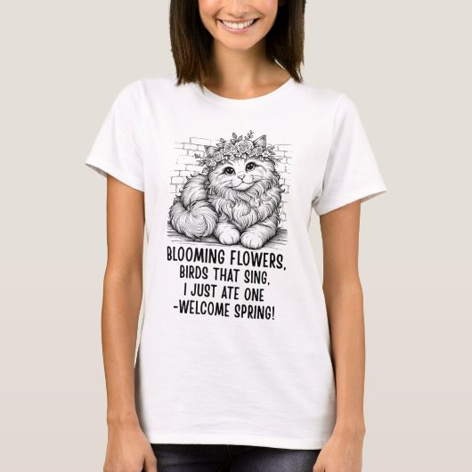 面白いネコの春のシャツ Tシャツ (正面)