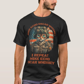 面白いネコの軍隊 マイク エコー オスカー フォックストロット Tシャツ