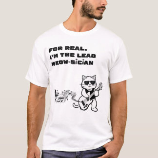 面白いネコギター音楽Tシャツ Tシャツ