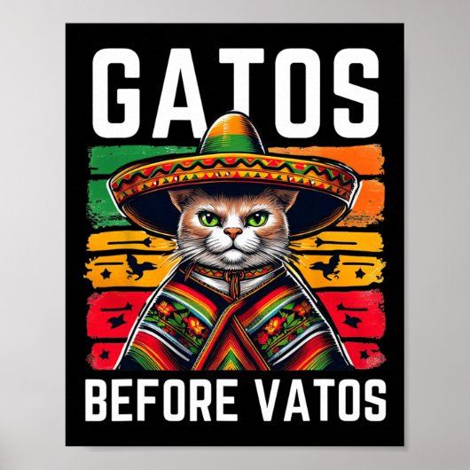 面白いネコ メキシコの猫 ポンチョ フィ ポスター (正面)
