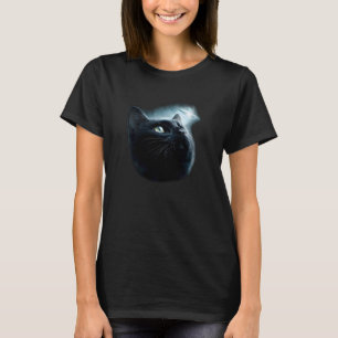 面白いネコ UFO 宇宙 月 Tシャツ