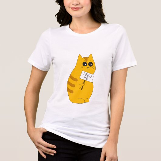 面白いネコTシャツ、腹ペコネコのトップス トライブレンドＴシャツ (正面)