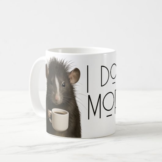 面白いネズミのカフェインTシャツ 朝が苦手 コーヒーマグカップ (正面左)