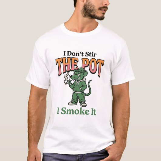 面白いネズミの植木鉢 引用 ヴィンテージ エングレーヴィング デザイン_1 Tシャツ (正面)