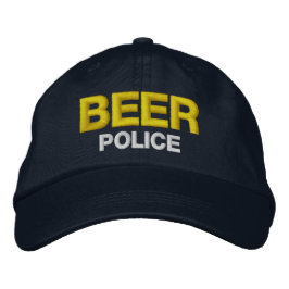面白いノベルティ メンズ ゴルフ ビール警察 刺繍入りキャップ