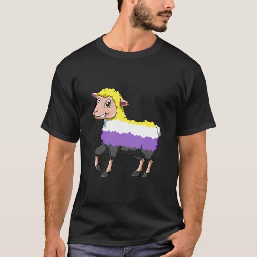 面白いノンバイナリーの羊 Tシャツ (正面)