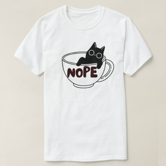 面白いノープコーヒーキャットデザイン Tシャツ (デザイン正面)