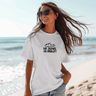 面白いハイキングシャツ No Signal No Problem 黒 Tシャツ