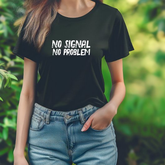 面白いハイキングTシャツ 圏外でも問題なし 黒 Tシャツ