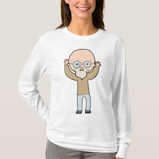面白いハゲ禿げおじさん ヒゲ Tシャツ (正面)