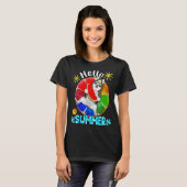 面白いハスキーシベリアンハローサマーサマーバケーション Tシャツ (正面フル)
