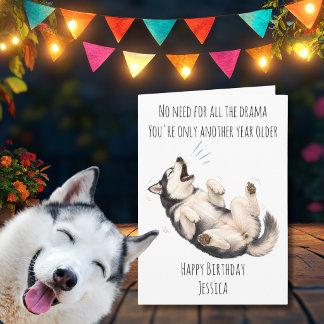 面白いハスキー犬の誕生日カード カード
