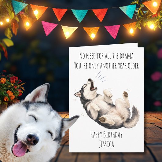 面白いハスキー犬の誕生日カード カード