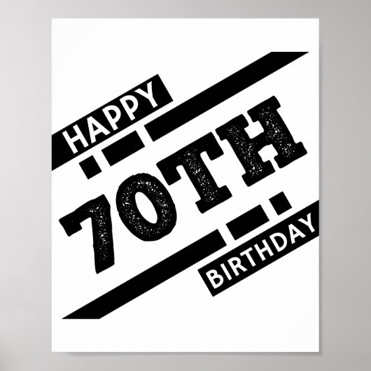 面白いハッピー70th誕生日タイポグラフィデザイン ポスター (正面)