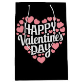 面白いハッピー バレンタインデー ハート ラブ バレンタイン ミディアムペーパーバッグ (正面)