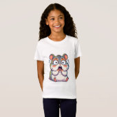 面白いハムスターの緊張・驚きの子供用パロディグッズ Tシャツ (正面フル)